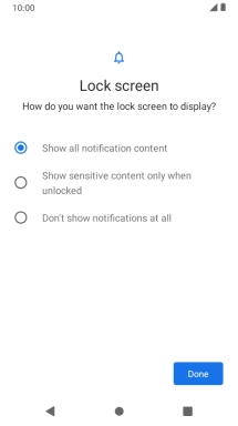 Press the required setting.