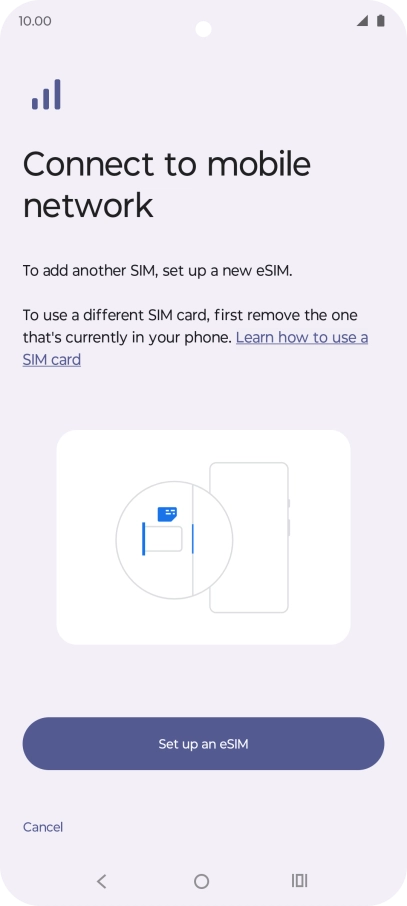Press Set up an eSIM.