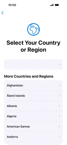 Press the required country or area.