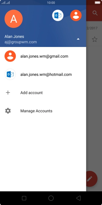 Press the required email account.