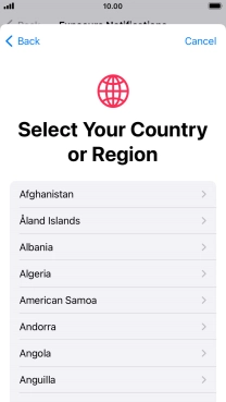 Press the required country.