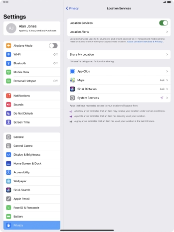 Press the required application.