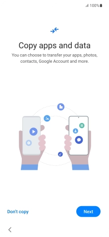 You can transfer the contents of another phone to your phone when it's activated for the first time and after a factory reset. When this screen is displayed, your phone is ready to transfer contents from another phone.