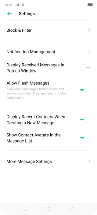 Press More Message Settings.