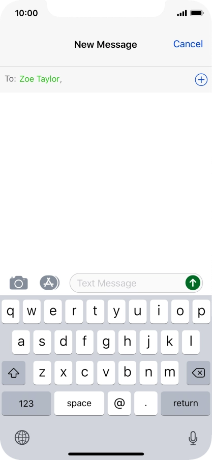 Press the text input field and write the text for your text message.