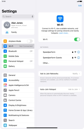 Press the required Wi-Fi network and key in the password for the Wi-Fi network.