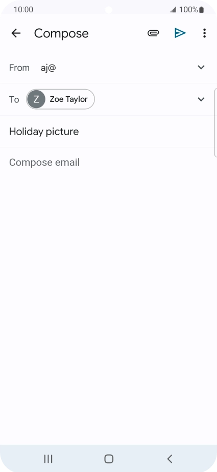 Press the text input field and write the text for your email message.