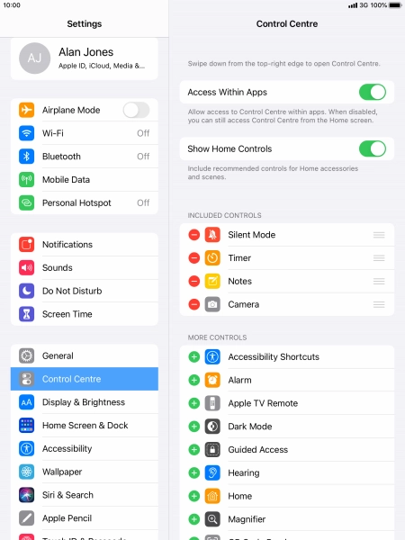 Press the indicator next to 