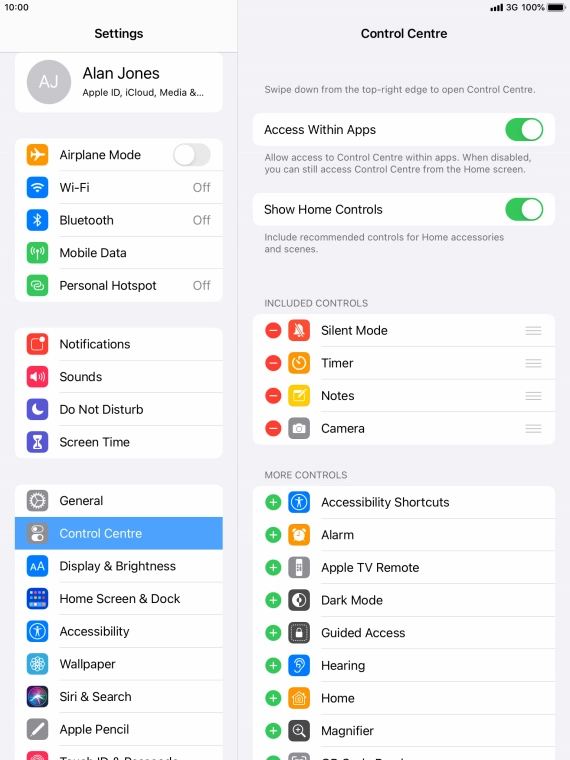 Press the indicator next to 