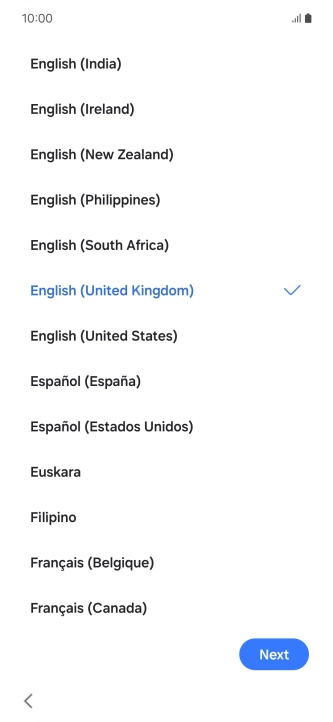 Press the required language.