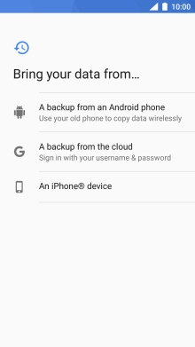 Select the required setting and follow the instructions on the screen to transfer the content from the other phone and finish the activation of your phone.