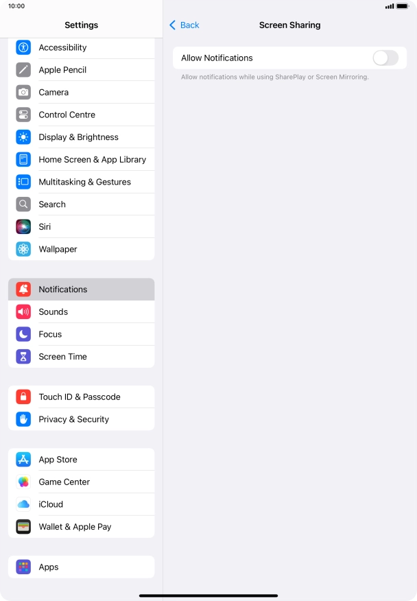 Press the indicator next to 