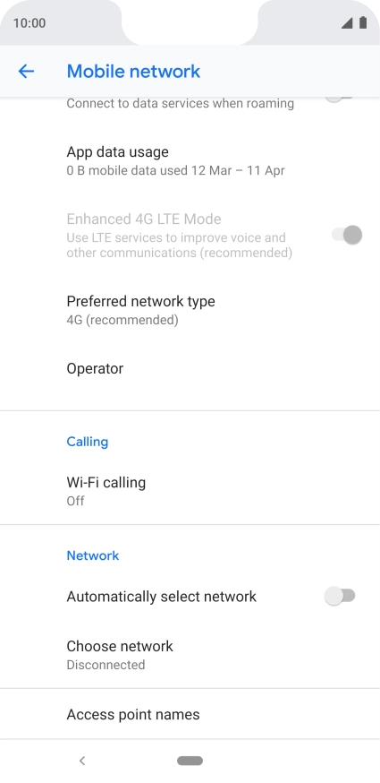 If you want to select a network automatically, press Automatically select network to turn on the function.