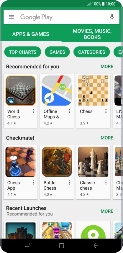 Press the search field.