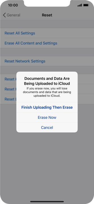 Press the required setting.