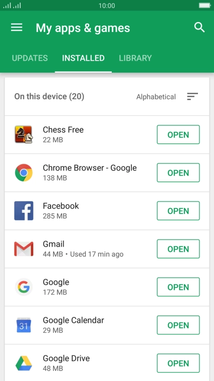 Press the required app.