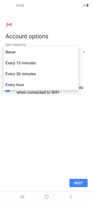 Press the required setting.