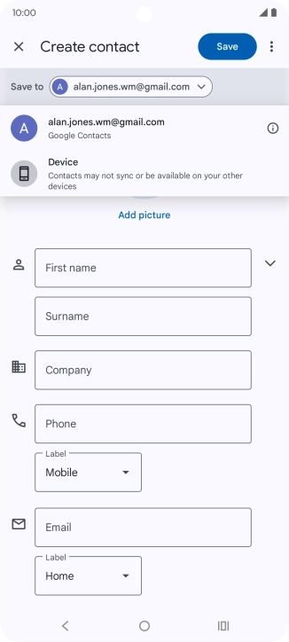 Press the required Google account.
