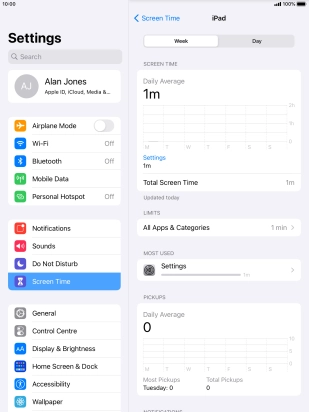 The use for the past week is displayed next to Total Screen Time.