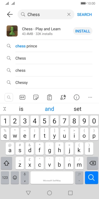 Key in the name or subject of the required app and press the search icon.