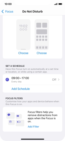 Press Add Schedule and follow the instructions on the screen to select settings for automatic activation of Do Not Disturb.