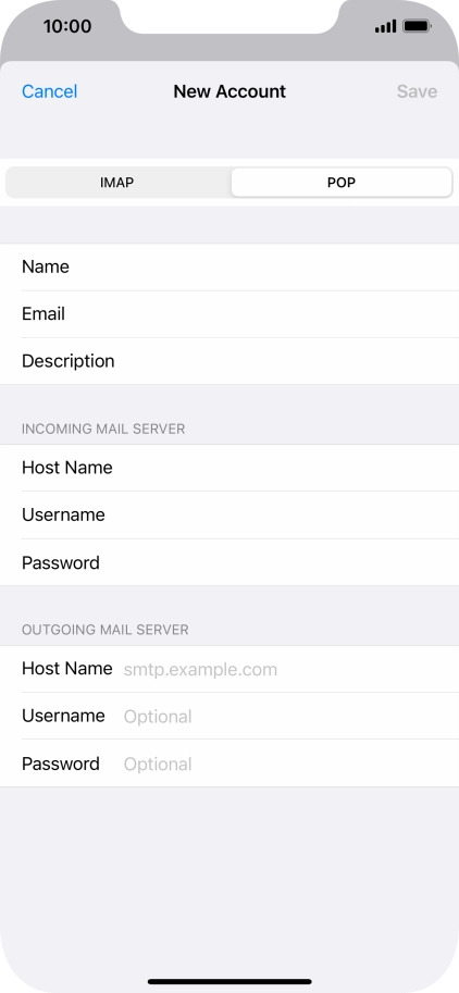 Press Host Name and key in the name or IP address of your email provider's outgoing server. Please note that if you can't send email messages when using your email provider's outgoing server, key in smtp.vodafone.net.au (Vodafone's outgoing server).