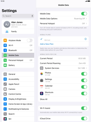Press Mobile Data Options.