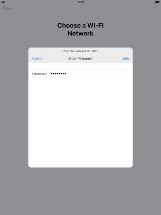 Key in the password for the Wi-Fi network and press Join.