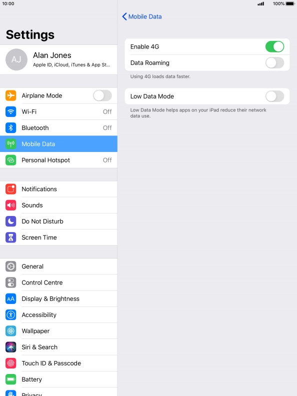 Press the indicator next to 