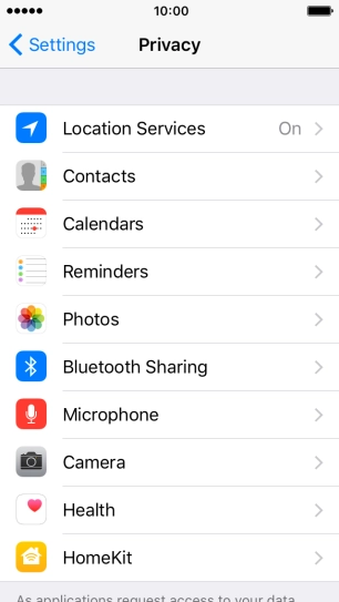 Press Location Services.