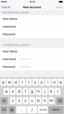 Press Username and key in the username for your email account.