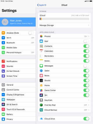 Press iCloud Backup.