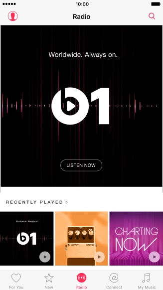 Press LISTEN NOW to start playback of Beats 1.