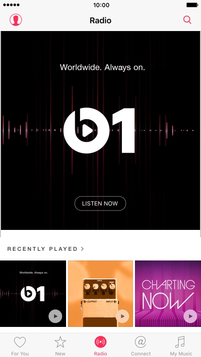 Press LISTEN NOW to start playback of Beats 1.