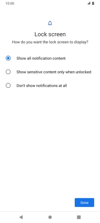 Press the required setting.