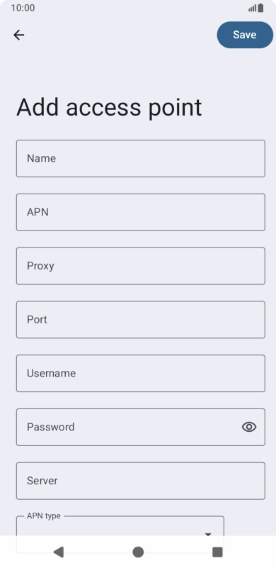 Press Name and key in Vodafone Internet.