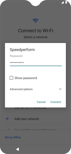 Key in the password for the Wi-Fi network and press Connect.
