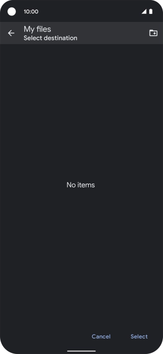 To create a new folder, press the new folder icon and follow the instructions on the screen to create a new folder.