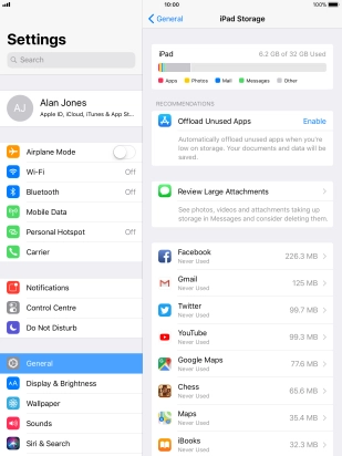Press the required app.