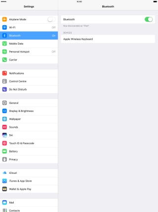 Press the required Bluetooth device and follow the instructions on the screen to pair the device with your tablet.