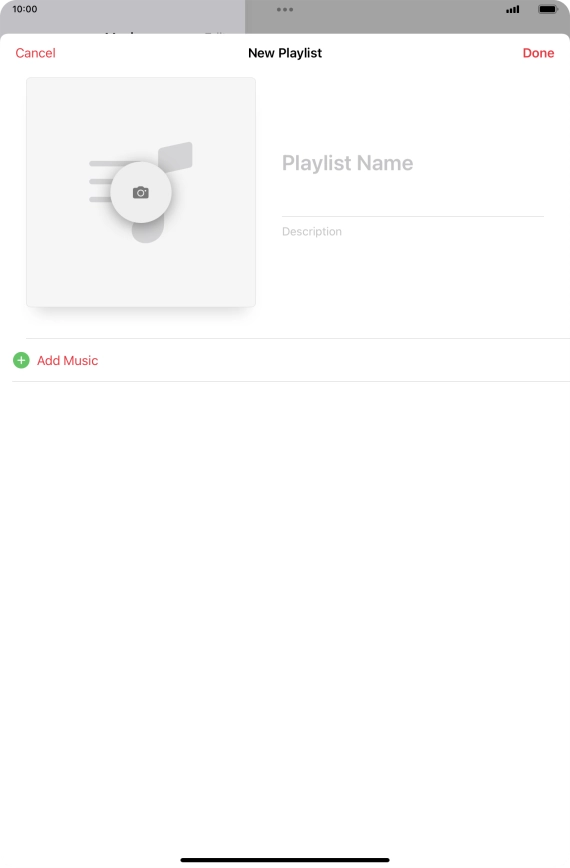 Press the text input field and key in a name for the playlist.