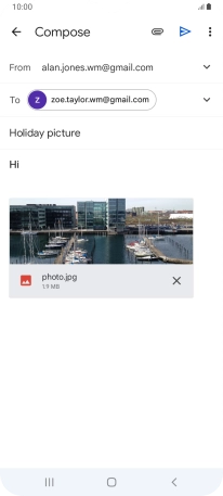 Press the send icon when you've finished your email message.