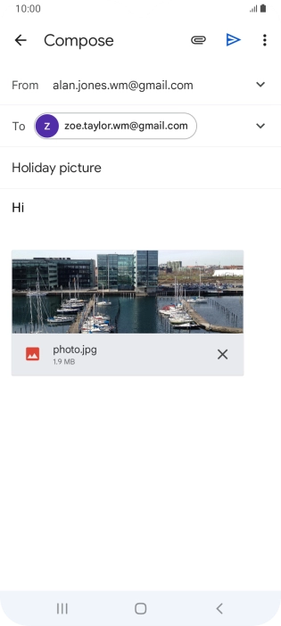 Press the send icon when you've finished your email message.