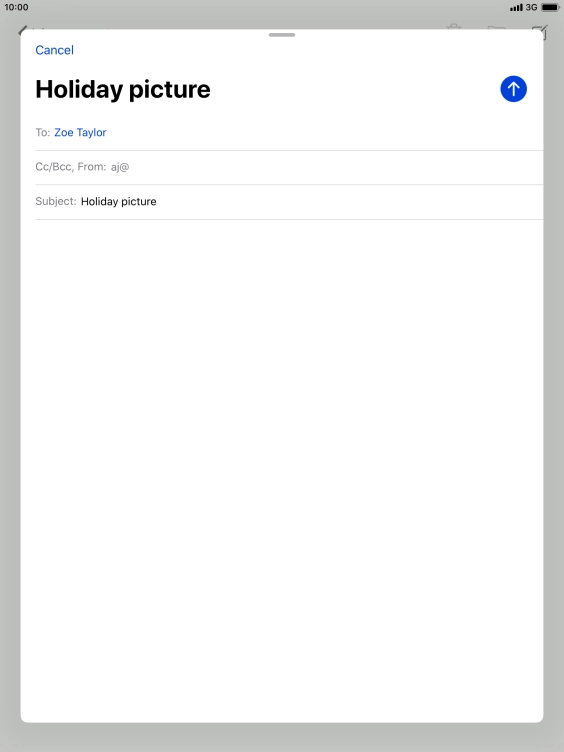 Press the text input field and write the text for your email message.