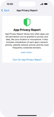 Press Turn On App Privacy Report to turn on the function.