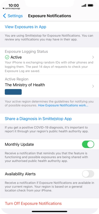 Press Exposure Logging Status.