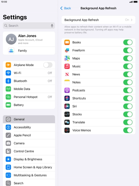 Press Background App Refresh.