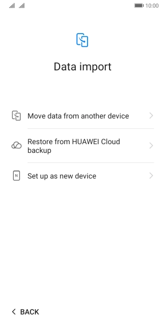 You can transfer the contents of another phone to your phone when it's activated for the first time and after a factory reset. When this screen is displayed, your phone is ready to transfer contents from another phone.