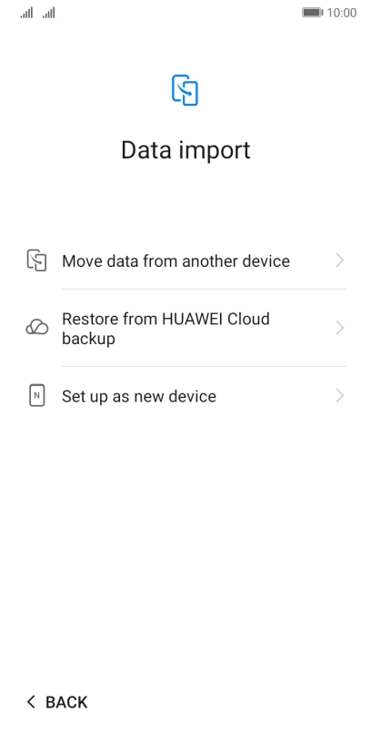 You can transfer the contents of another phone to your phone when it's activated for the first time and after a factory reset. When this screen is displayed, your phone is ready to transfer contents from another phone.