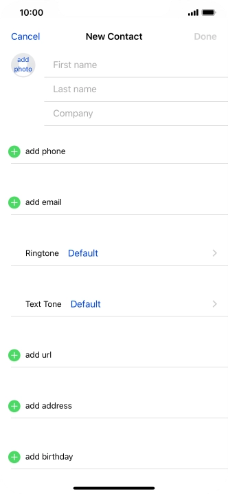 Press First name and key in the first name.